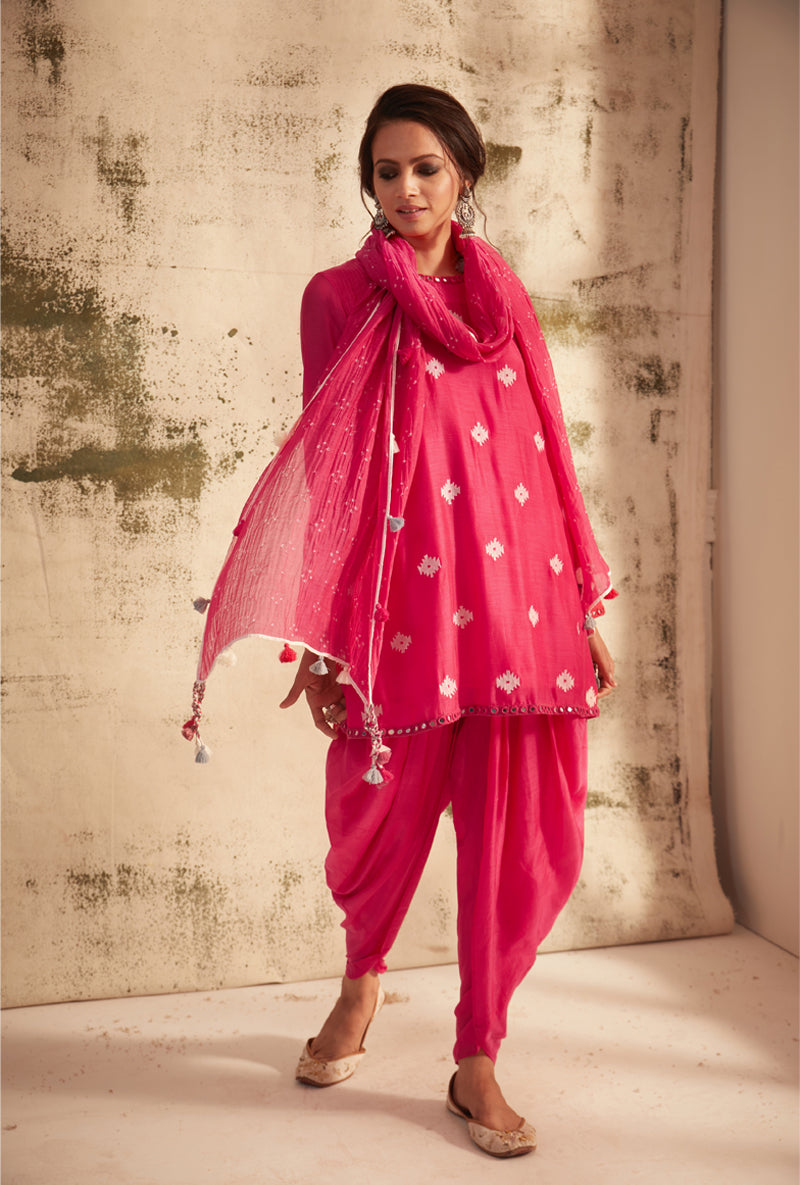 Rani Pink Inaya Dhoti Set