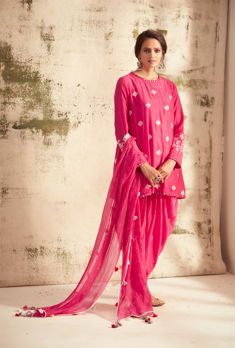 Rani Pink Inaya Dhoti Set