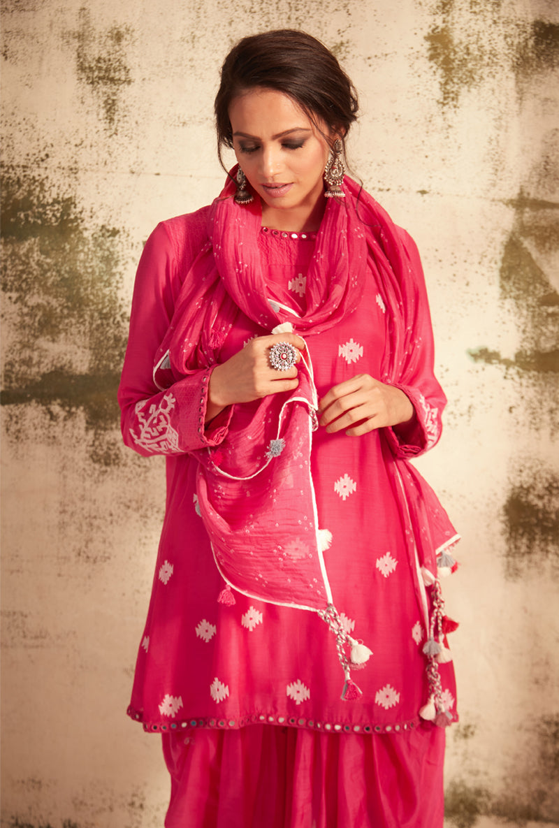 Rani Pink Inaya Dhoti Set