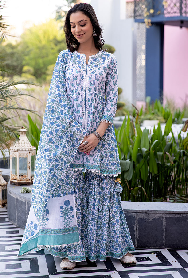 Blue Mayuri Gharara Set