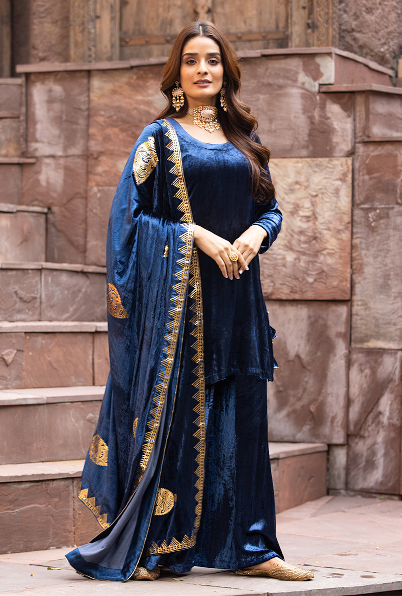 Navy Ruhaani Sharara Set