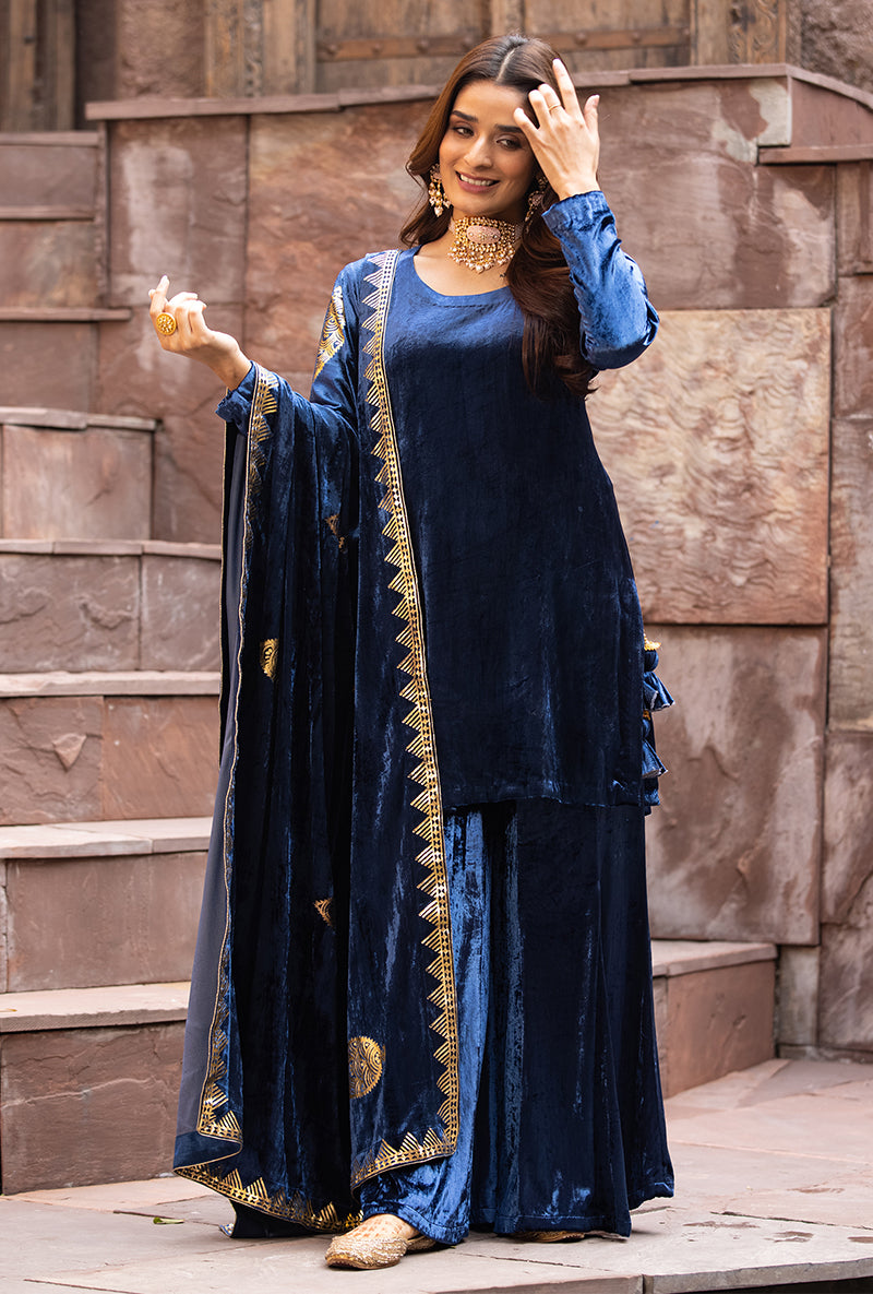 Navy Ruhaani Sharara Set