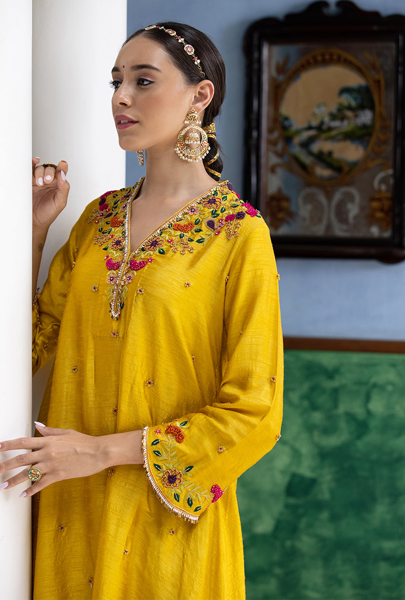 Mustard French Knot Aayat Kurta Set