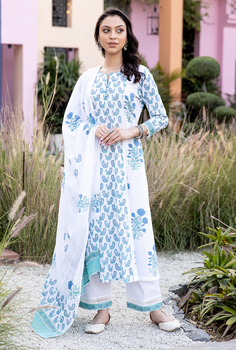 Blue Mayuri A-Line Kurta Set