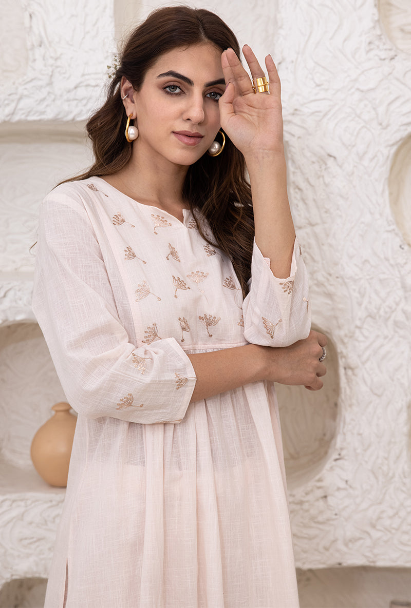Powder Pink A-line Tahira Kurta Set