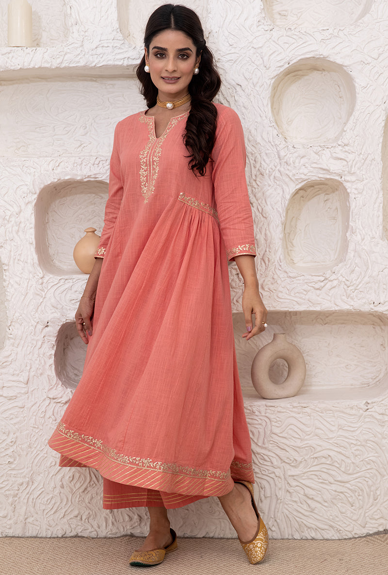 Candy Pink Bhopali Tahira Kurta Set