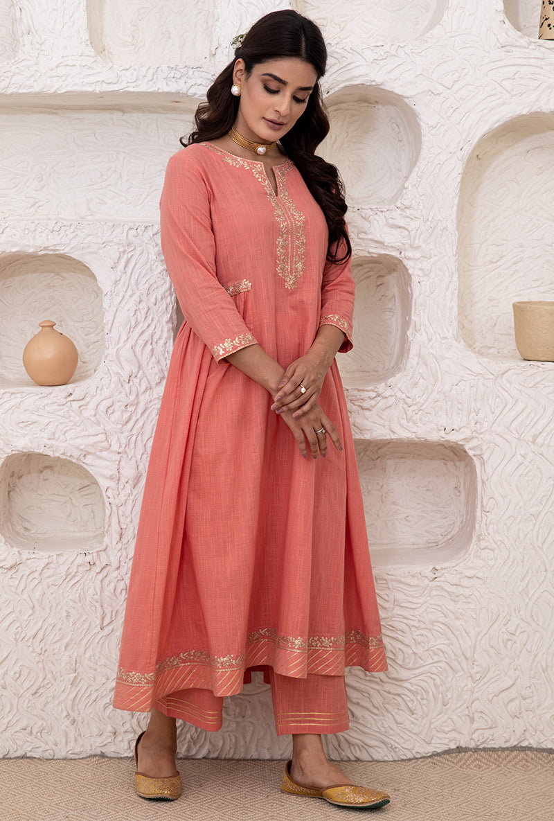Candy Pink Bhopali Tahira Kurta Set