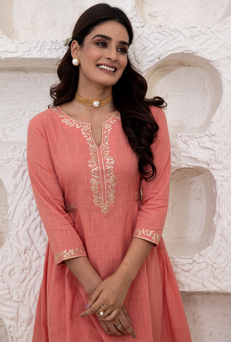 Candy Pink Bhopali Tahira Kurta Set