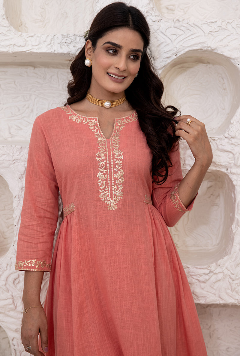 Candy Pink Bhopali Tahira Kurta Set