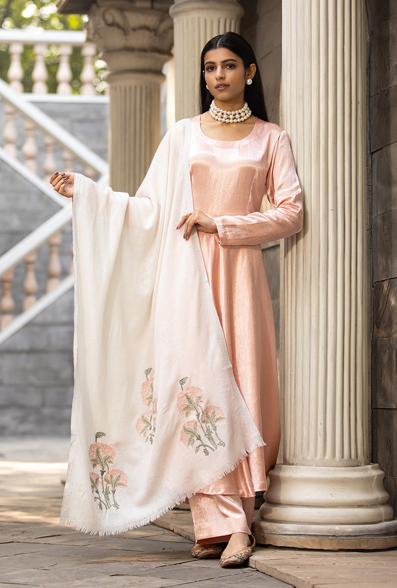 Ivory Shawl Ruhaani Anarkali Kurta Set