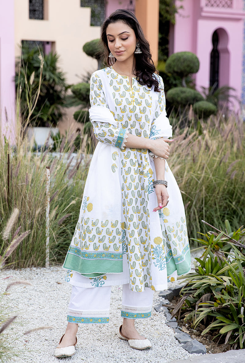 Yellow Mayuri A-Line Kurta Set