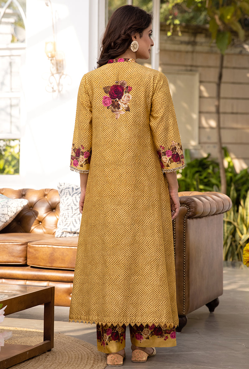 Yellow Vintage Rose Suhaani Kurta Set