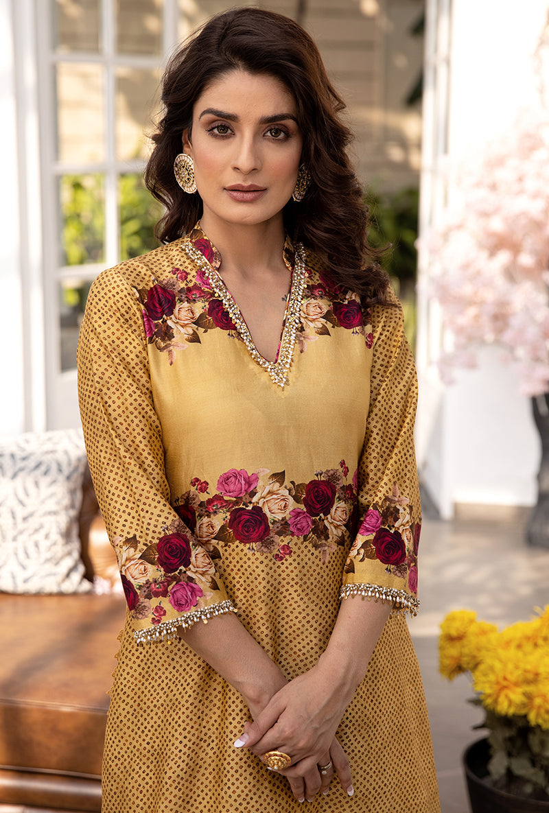Yellow Vintage Rose Suhaani Kurta Set