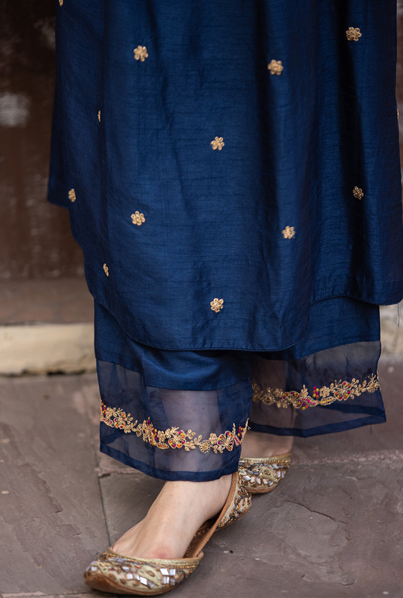 Blue Leaf Jaal Ulfat Kurta Set