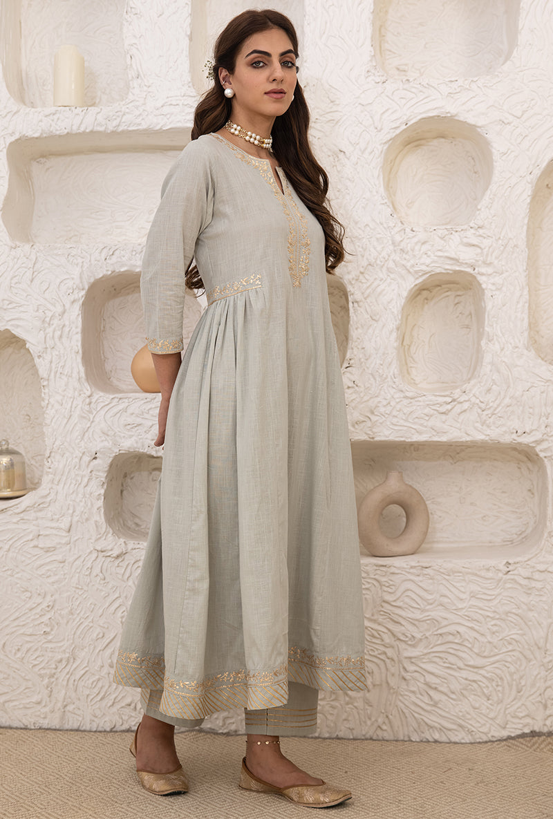 Olive Green Bhopali Tahira Kurta Set