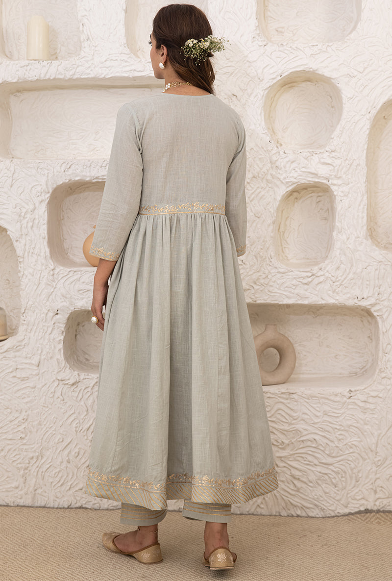 Olive Green Bhopali Tahira Kurta Set