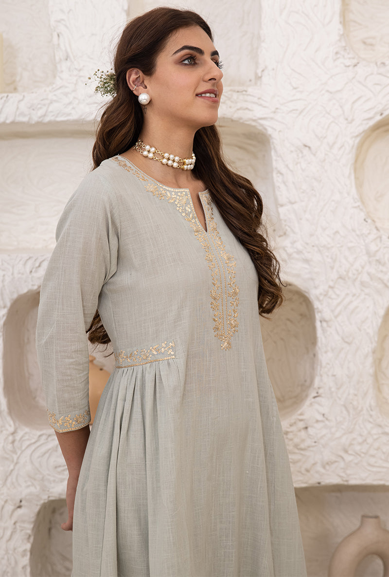 Olive Green Bhopali Tahira Kurta Set