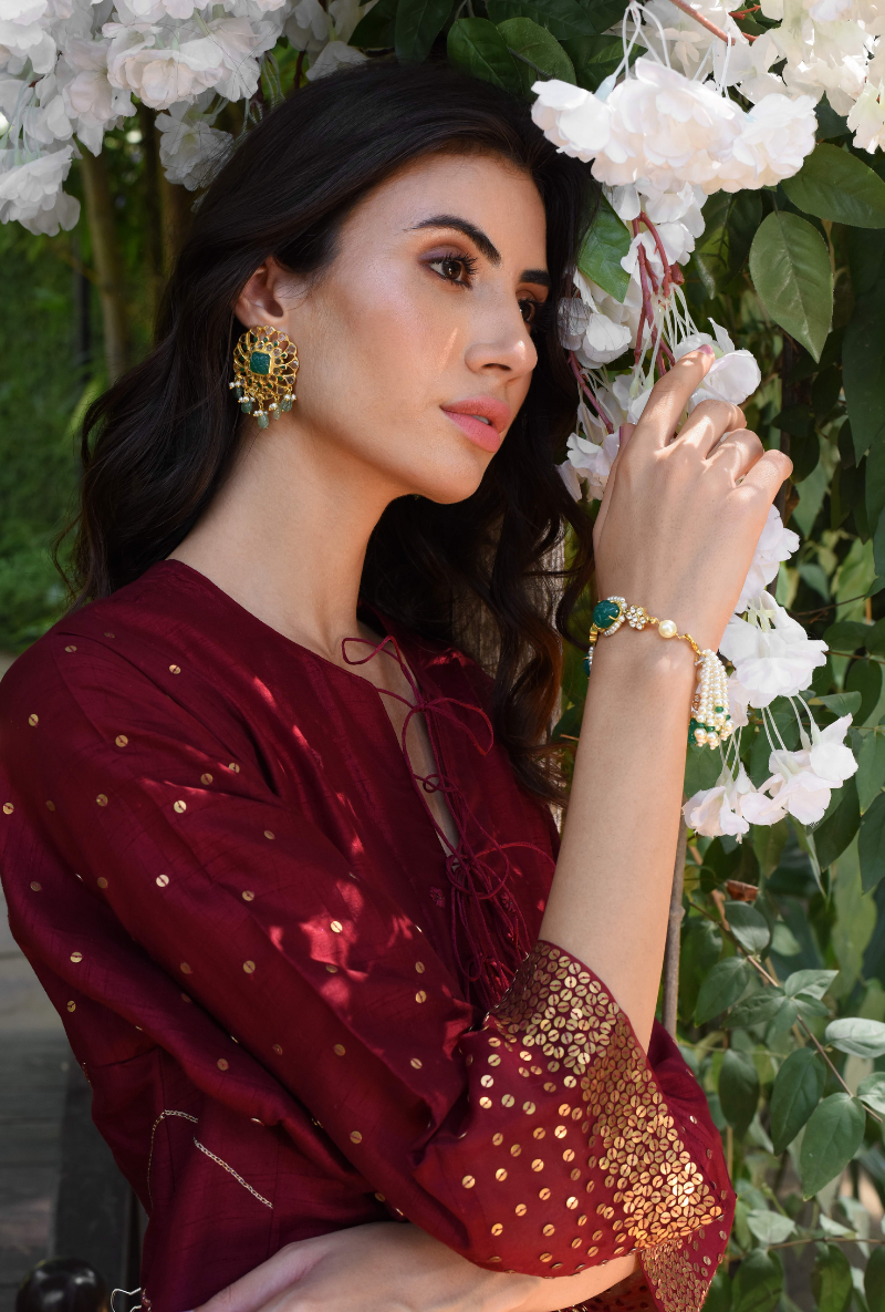 Maroon Gold Tikki Set