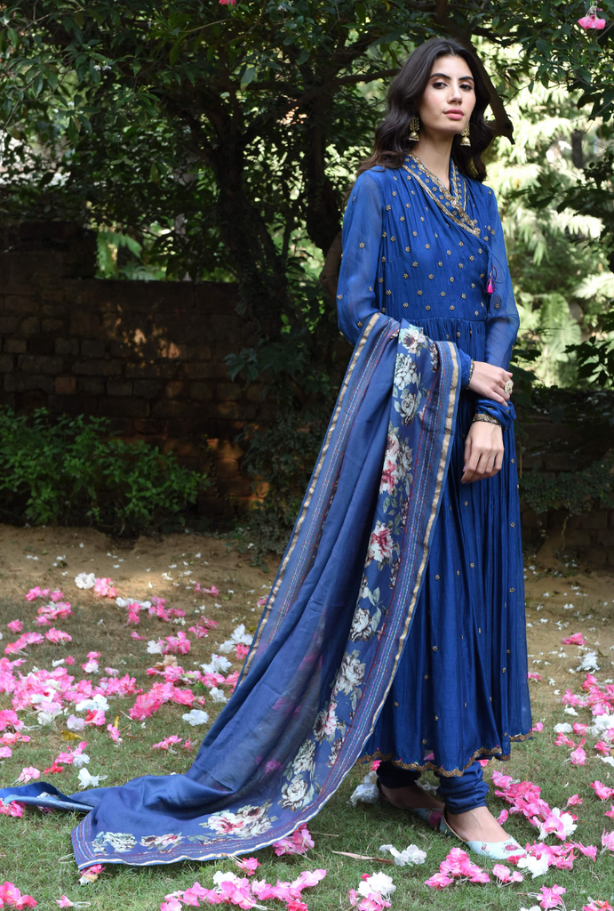 Blue Gul Anarkali Set