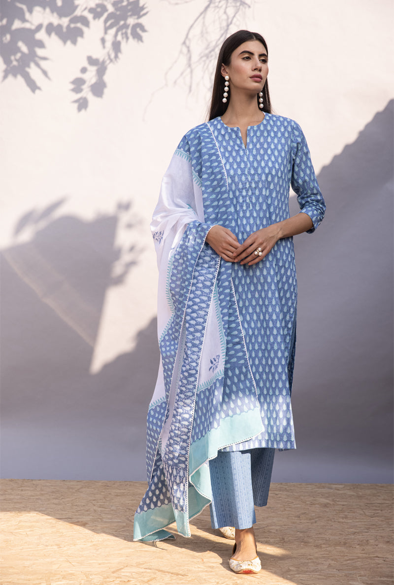 Blue Leaf Maya Kurta Set