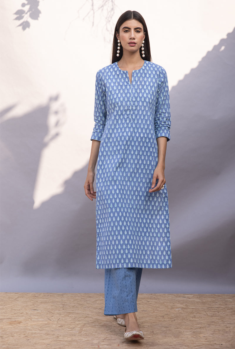Blue Leaf Maya Kurta Set