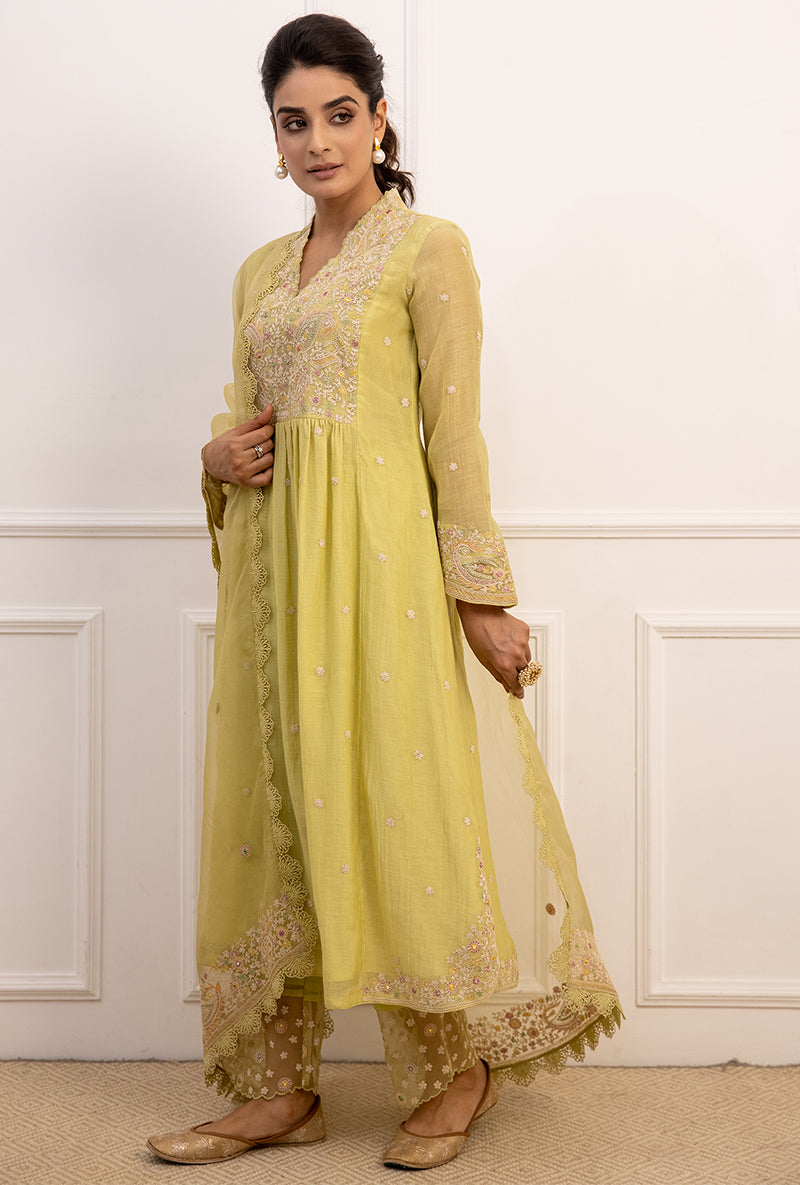 Mint Green Dori Paisley Aafreen Kurta Set