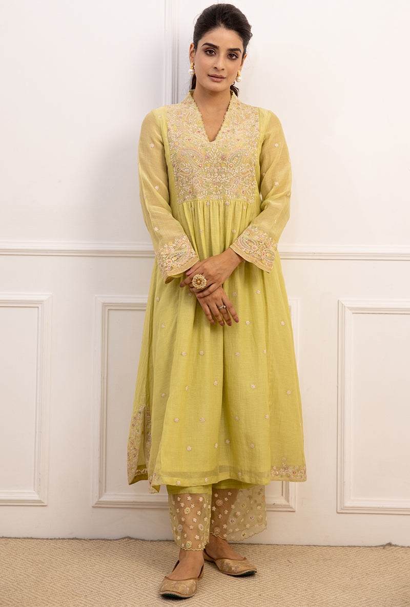 Mint Green Dori Paisley Aafreen Kurta Set