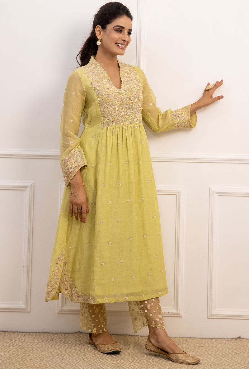Mint Green Dori Paisley Aafreen Kurta Set