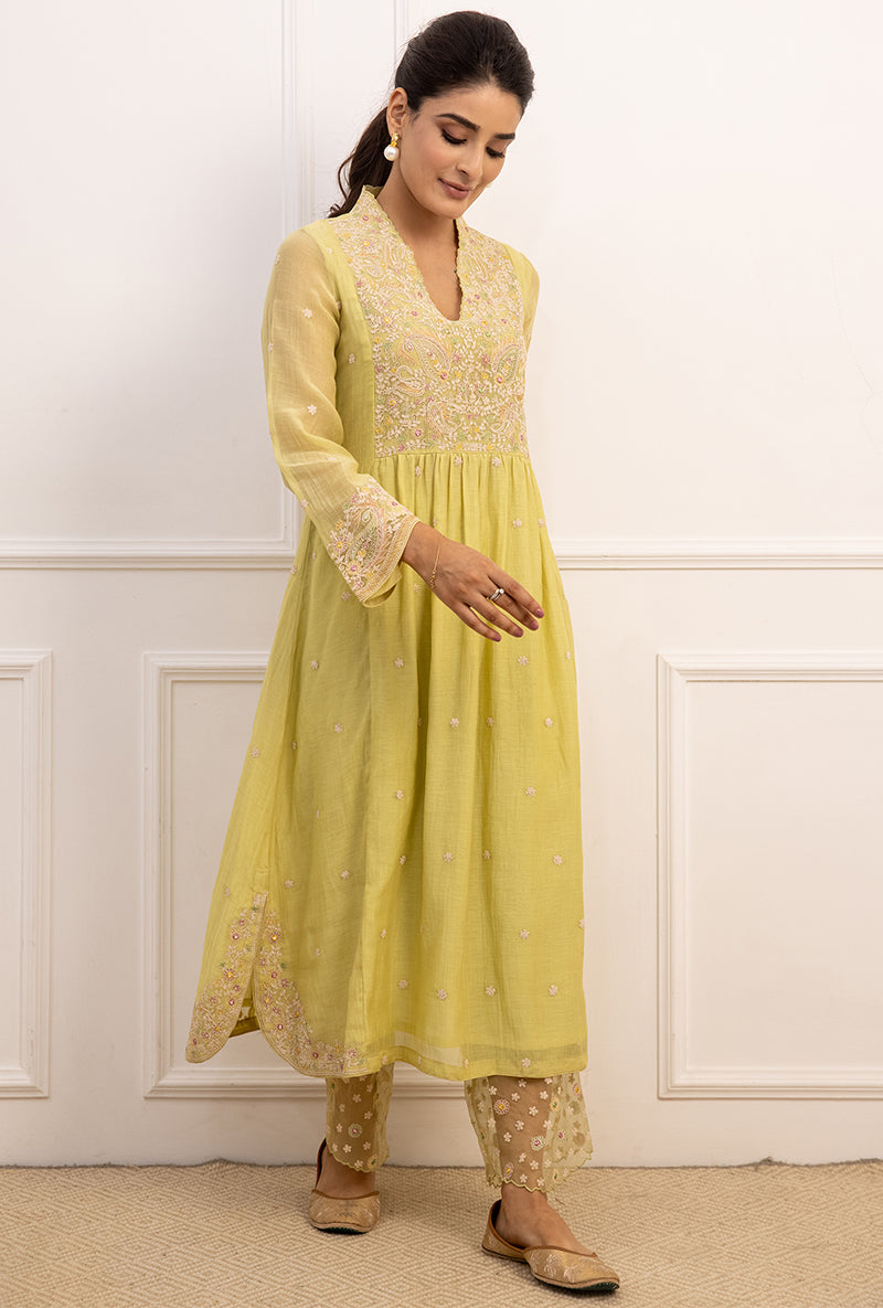 Mint Green Dori Paisley Aafreen Kurta Set