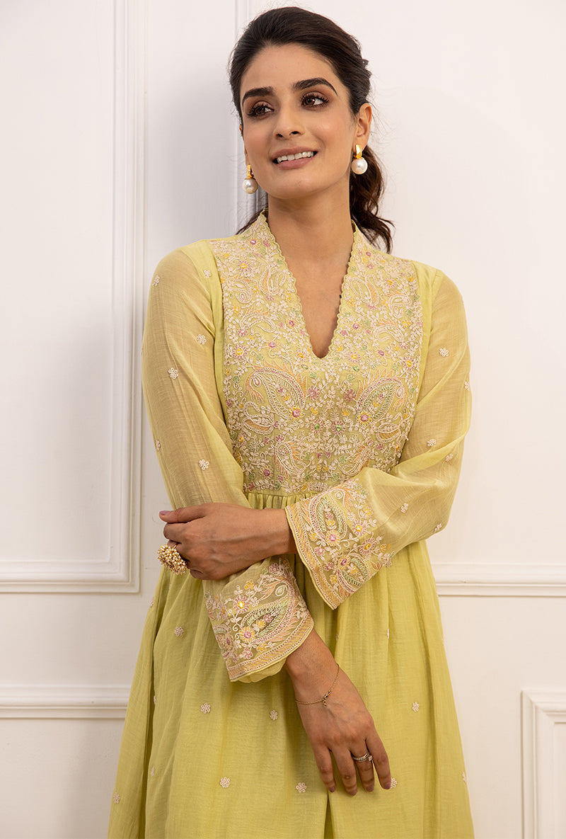 Mint Green Dori Paisley Aafreen Kurta Set