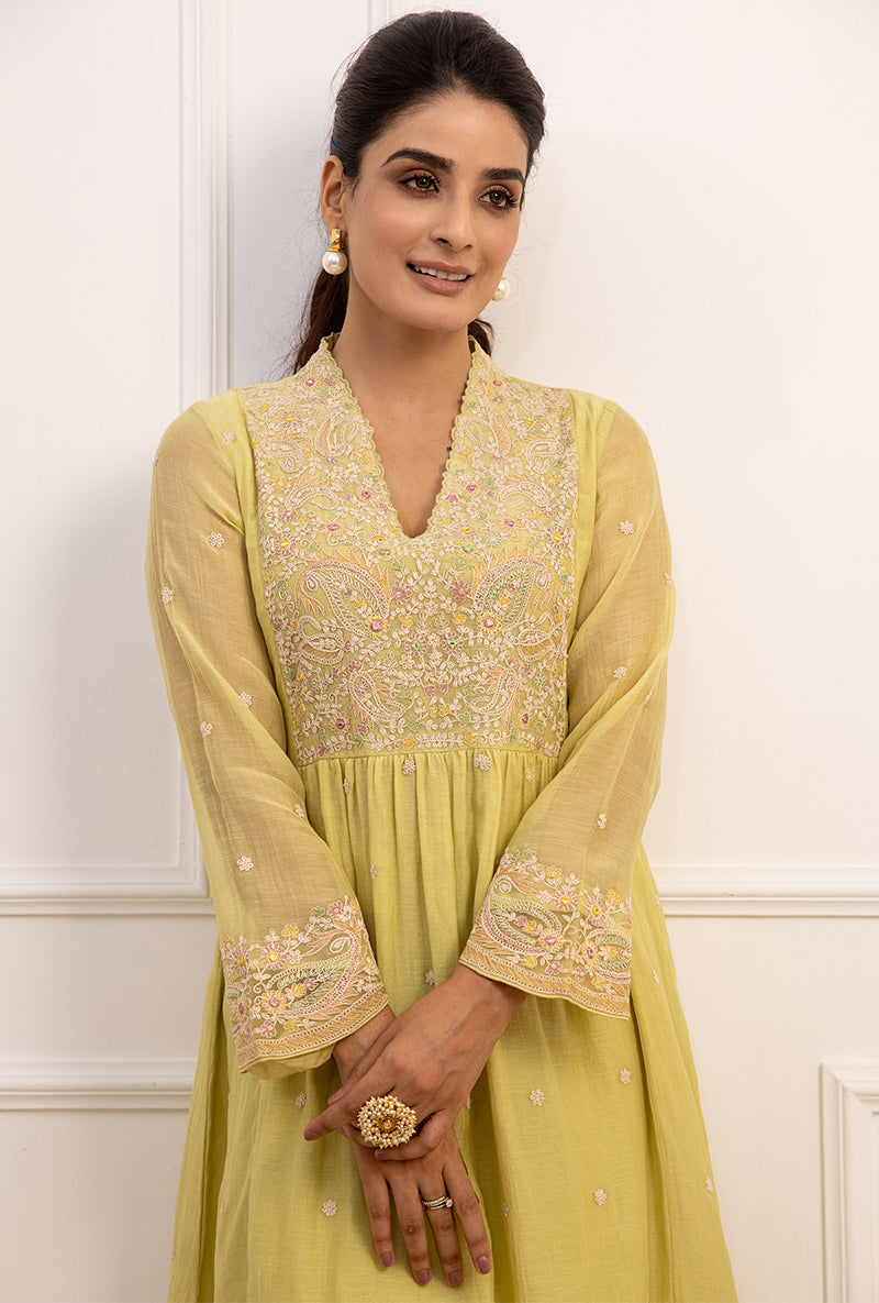 Mint Green Dori Paisley Aafreen Kurta Set