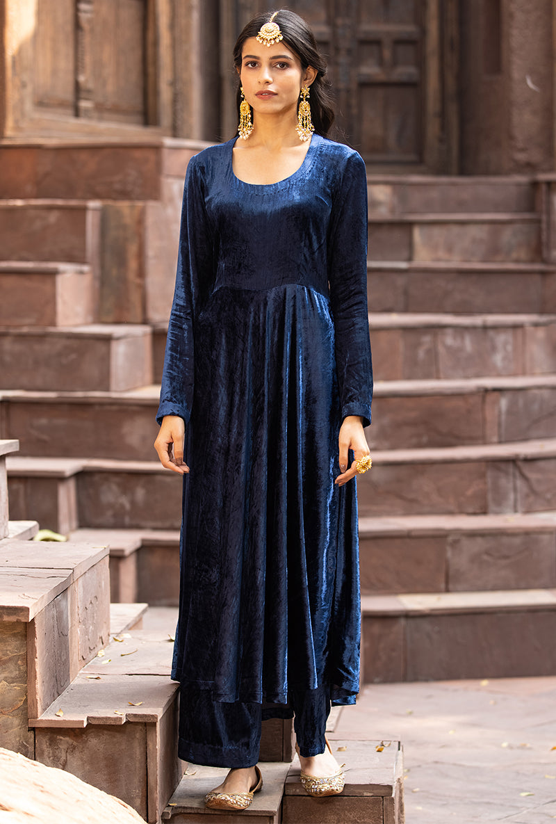 Navy Ruhaani Anarkali Kurta Set