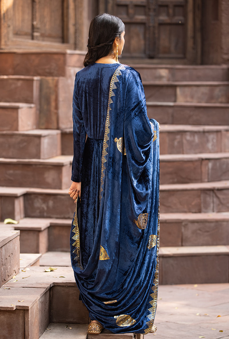 Navy Ruhaani Anarkali Kurta Set