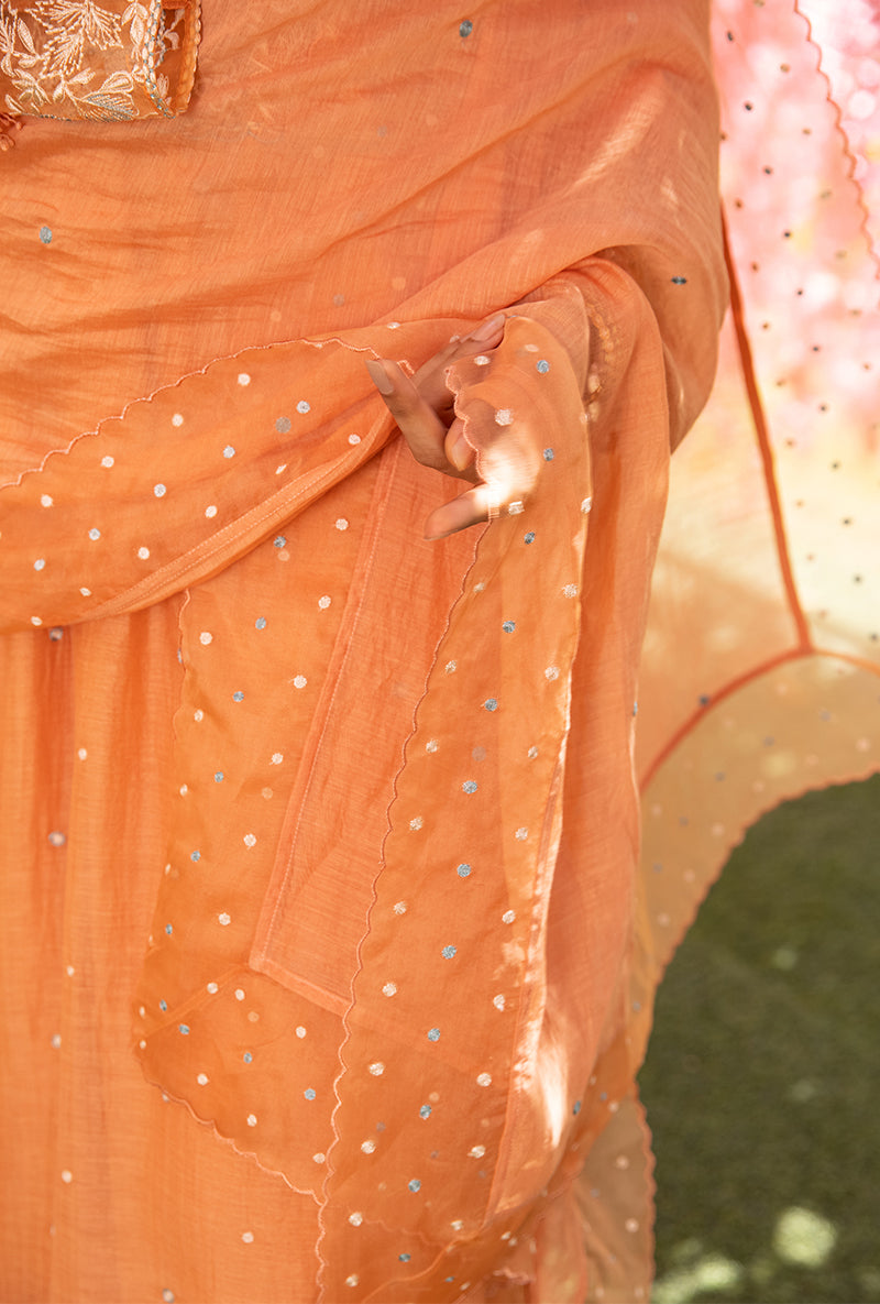 Peach Thread Jaal Square Neck Aafreen Kurta Set