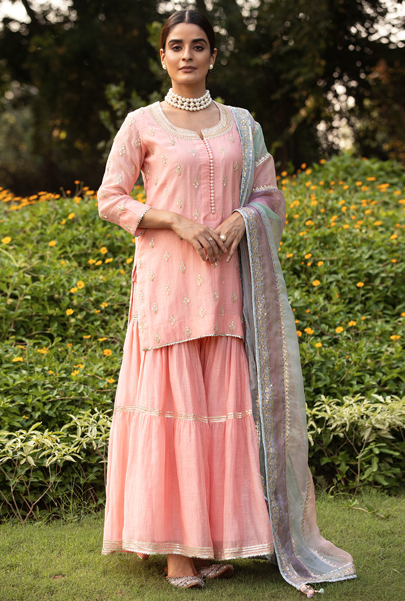 Pink Pearl Multi Stripe Mastaani Gharara Set