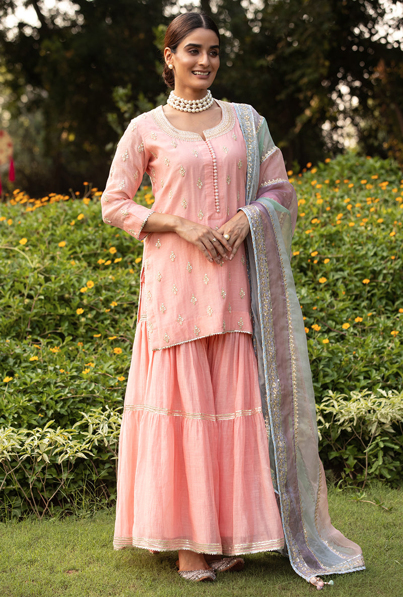 Pink Pearl Multi Stripe Mastaani Gharara Set