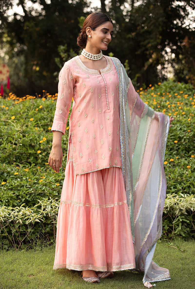 Pink Pearl Multi Stripe Mastaani Gharara Set