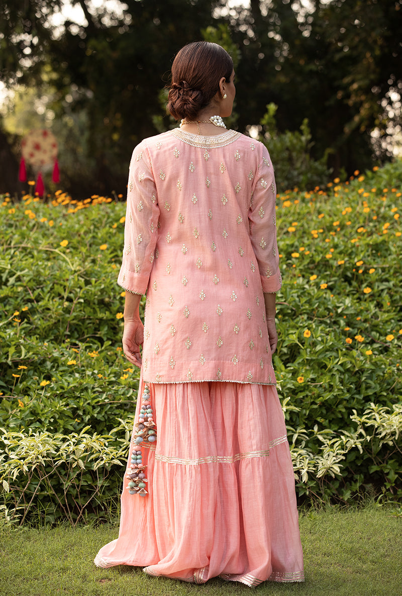 Pink Pearl Multi Stripe Mastaani Gharara Set