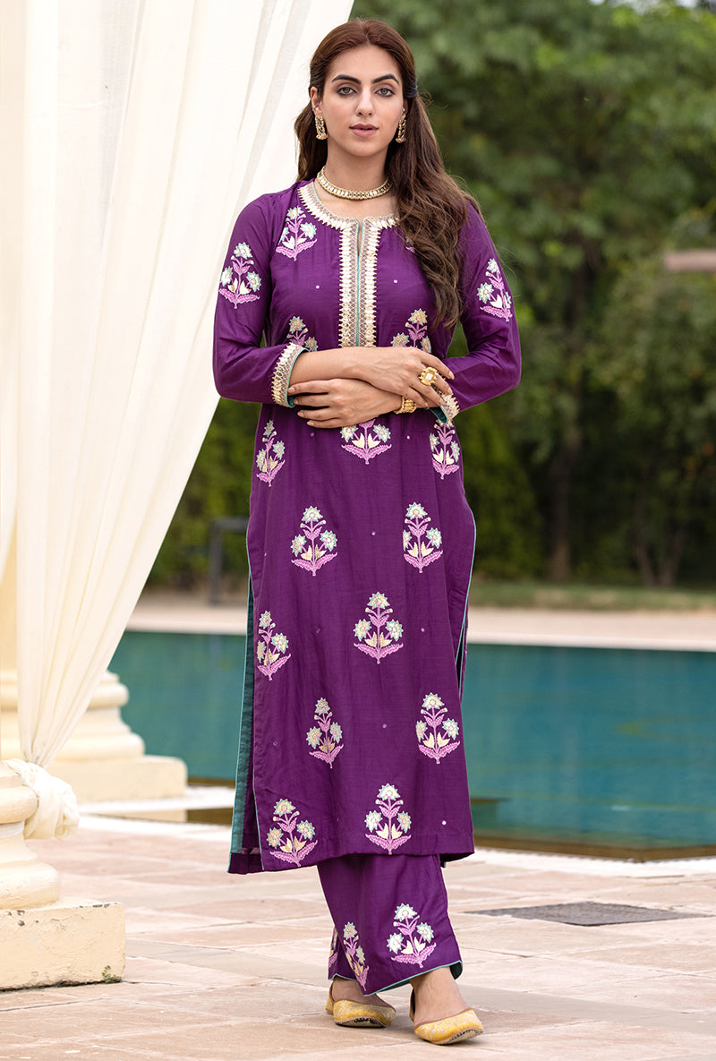 Purple Classic Haseena Kurta Set