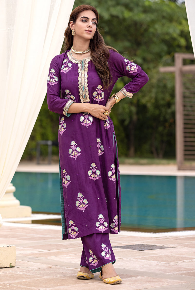 Purple Classic Haseena Kurta Set