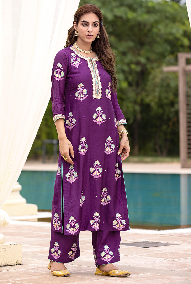 Purple Classic Haseena Kurta Set