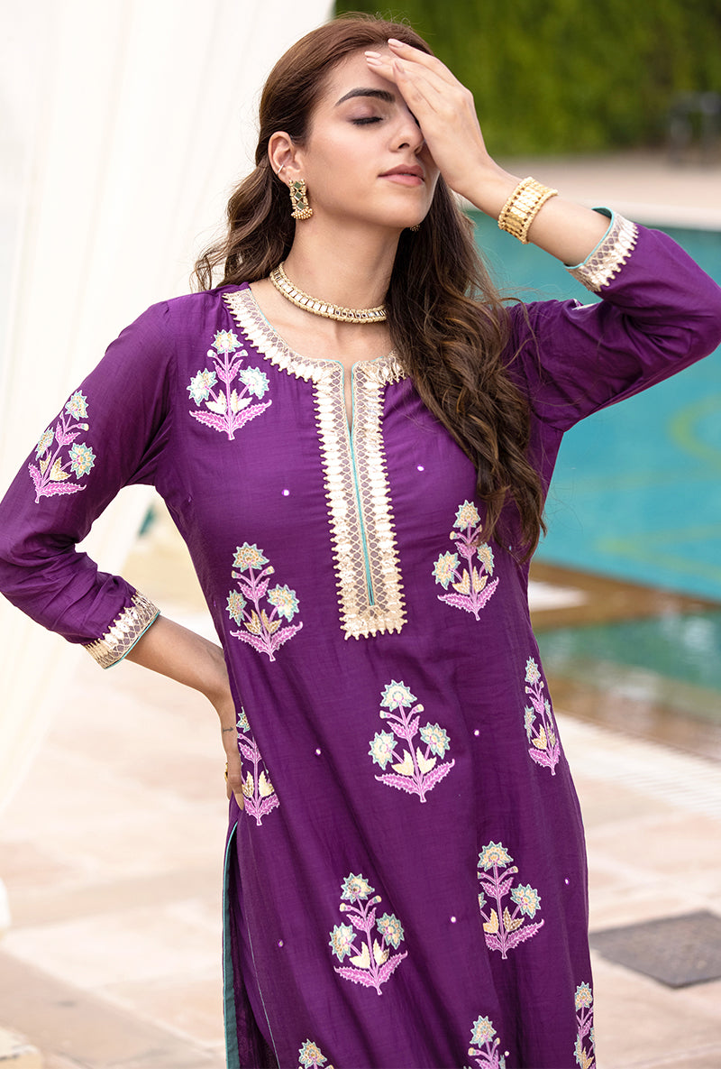 Purple Classic Haseena Kurta Set