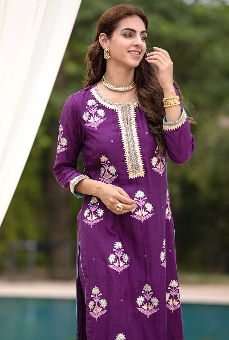 Purple Classic Haseena Kurta Set