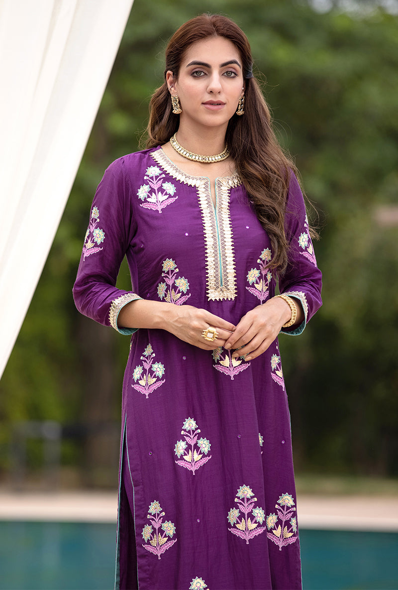 Purple Classic Haseena Kurta Set