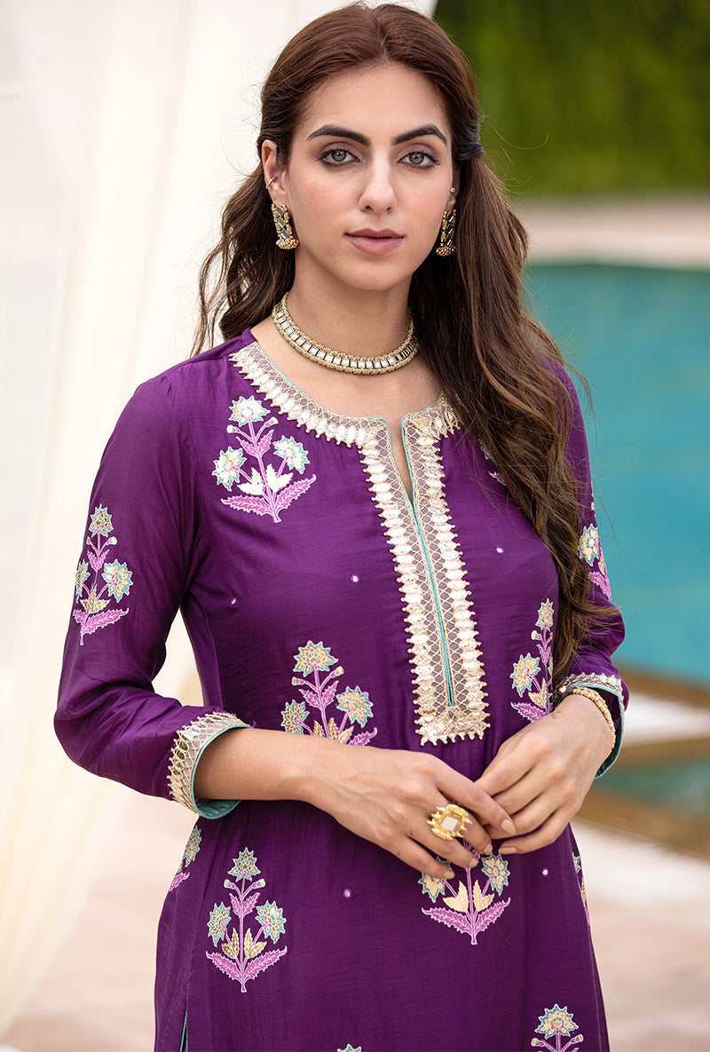 Purple Classic Haseena Kurta Set