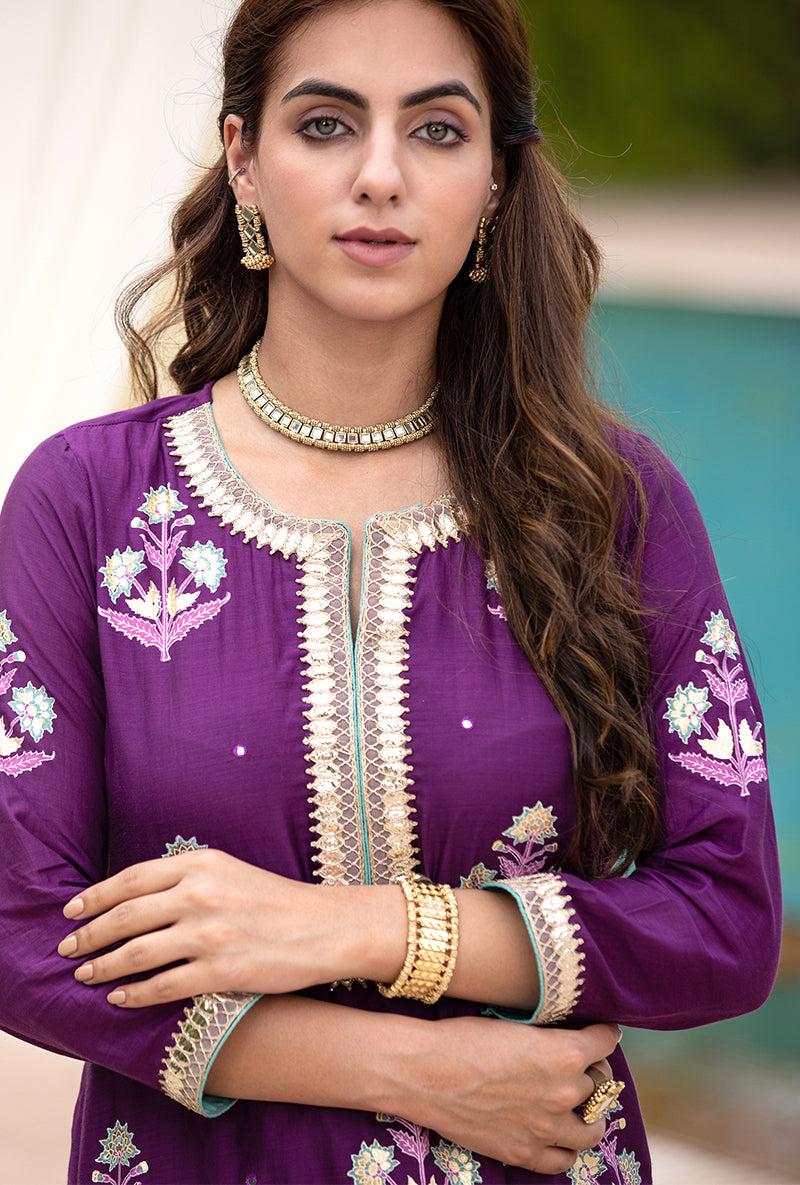 Purple Classic Haseena Kurta Set