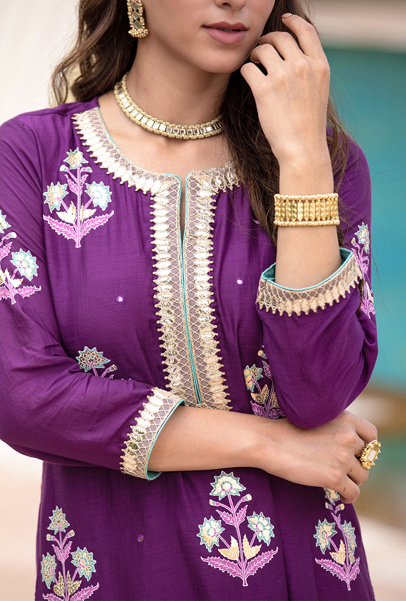 Purple Classic Haseena Kurta Set