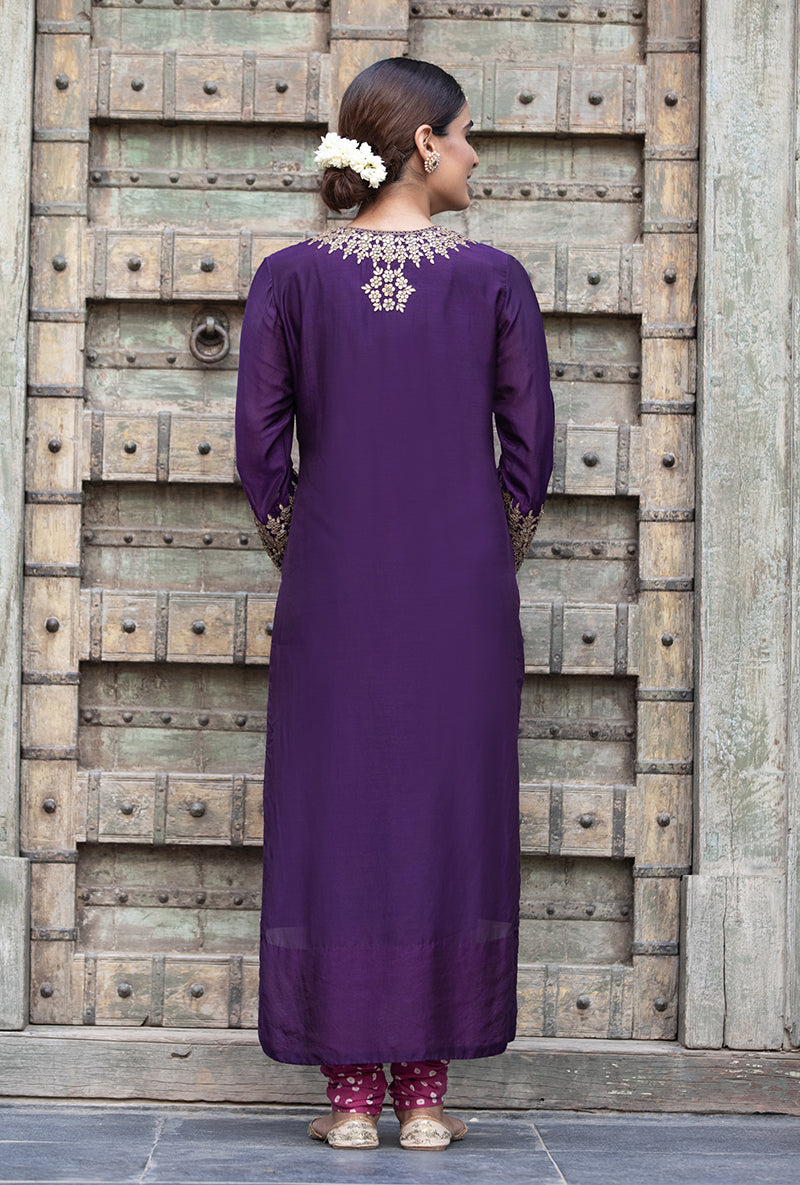 Purple Elephant Applique Zara Kurta Set