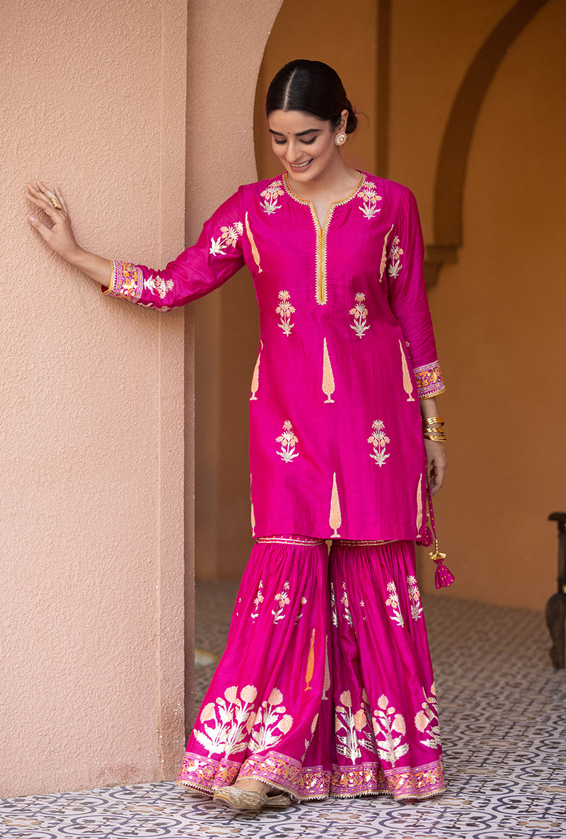 Rani Pink Nayaab Gharara Set