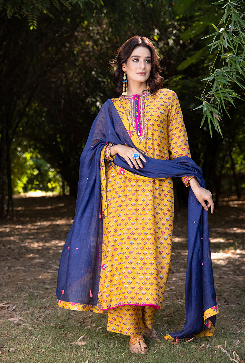 Yellow Classic Neckline Amaaya Kurta Set